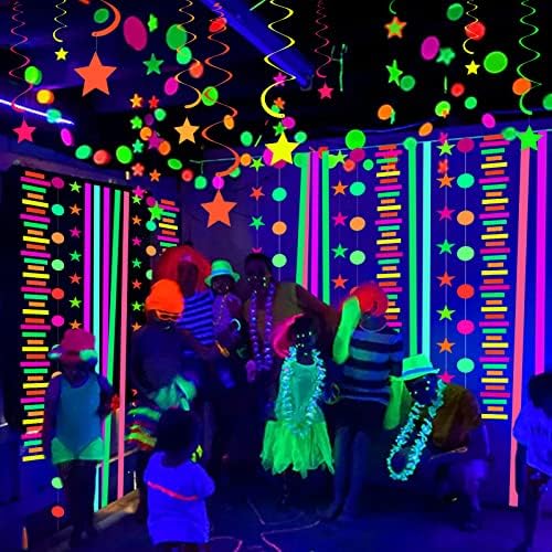 Winrayk 104Pcs Neon Világít A Sötétben, Szülinapi Parti Dekoráció, Kellékek Ragyogás Fél Neon Léggömb Garland Kit Neon Szalagok
