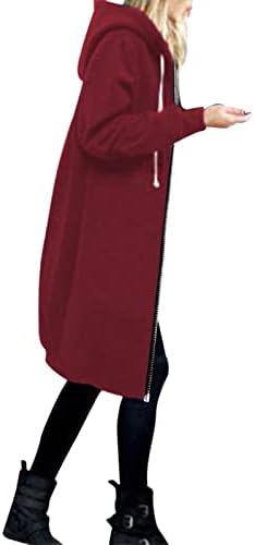 WOCACHI Hosszú Kapucnis Kabát Női, Tunika Esik Plus Size Gyapjú Kötött Kabátok, Alkalmi Pulóver Zip kapucnis felső