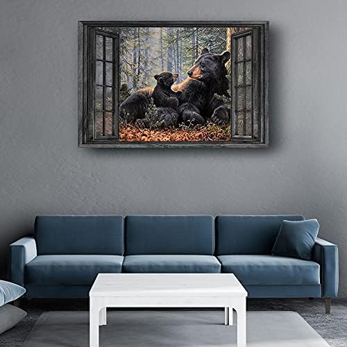 Fekete Medvék Az Ablakon Kívül Vicces Állat Vintage Poszter Kép Falat Borító Festmények Nyomtatása a szobám falán Lóg Konyha