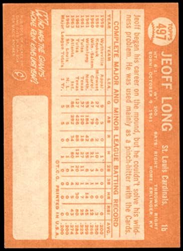 1964 Topps 497 Jeoff Hosszú St. Louis Cardinals (Baseball Kártya) VG/EX Bíborosok