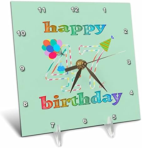 3dRose Boldog 47 Születésnapot, Süti a Gyertyát, Lufi, Kalap. - Desk Órák (dc_353519_1)