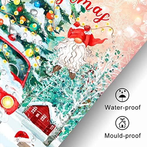 BFIVEANTE Boldog Karácsonyt Zuhanyzó Függöny,Vörös Kocsi karácsonyfát Hóember Ünnep,Szövet Fürdő Függöny Fürdőszoba,Vízálló