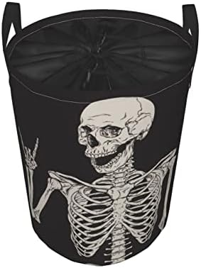 Wozukia Emberi Csontváz Kosárban Pózol, Elszigetelt Vége Fekete Háttér Cukor Koponya Napja Halott Halloween Húzózsinórral