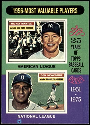 1975 Topps 194 1956 MVPs Mickey Mantle/Ne Newcombe Yankees/Dodgers (Baseball Kártya) NM+ Yankees/Dodgers