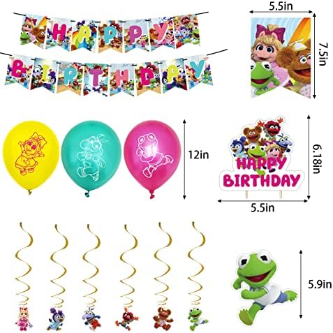 100 Muppet Babák Szülinapi Parti Dekoráció,magában Foglalja a Boldog Születésnapot Banner,Lógó Kavarog,Torta Topper,Cupcake