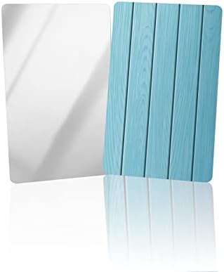 OComster Fából készült Csíkok Gabona Kompakt Tükör Tömeges 4 Csomag Kártya Tükör, Blue Board Természet Kis Kompakt Tükör