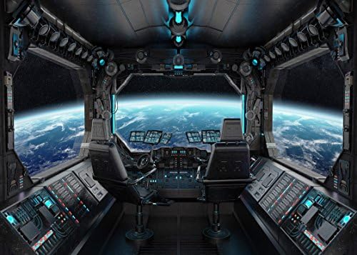 LYWYGG 10x8ft Vinil Űrhajó Belső Háttér Futurisztikus sci-fi Fotózás Hátterekkel Űrhajó Kabin fotózás Stúdió Kellékek Csillagászat