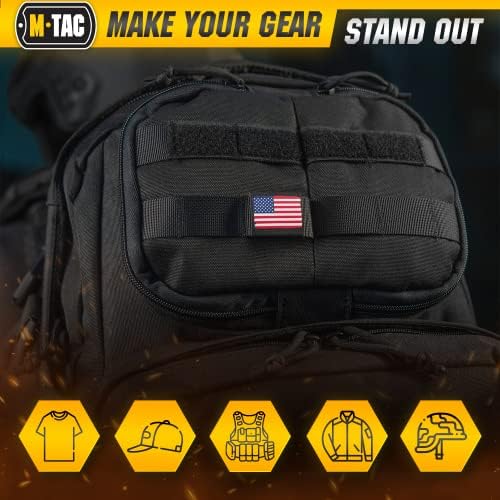 M-Tac Molle Amerikai USA Zászló Patch - Morál Hazafias Javítás Taktikai Katonai Felszerelés, tépőzáras Rögzítő (Színes/Fekete)