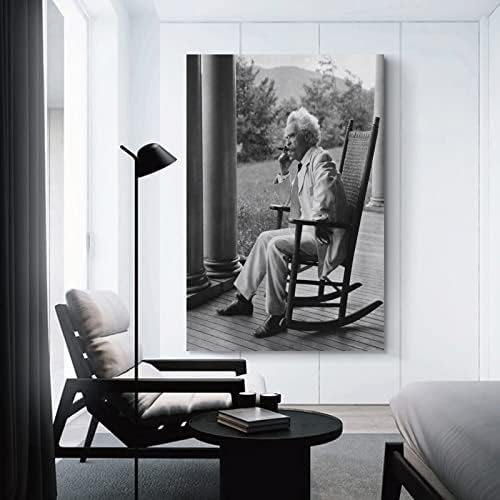 Mark Twain A szivarról A Verandán Fekete-Fehér Portré Vintage Poszter Fali Dekor, Fali Art Festmények Vászon Fali Dekoráció