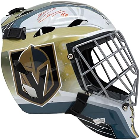 Robin Lehner Aláírt Vegas Arany Lovagok Teljes Méret Replika Kapus Maszk Fanatikusok - Dedikált NHL Sisakok, Maszkok
