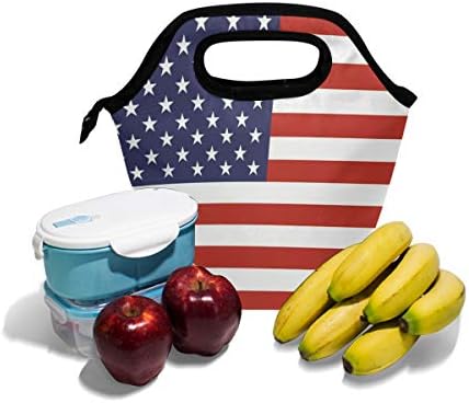 HEOEH Amerikai USA Zászló Ebéd Táska Hűtő Táska Szigetelt Cipzár Ebédet Táska Szabadban Iskola Iroda