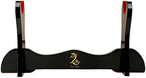 Tíz Ryu – Szamuráj Kard Állvány – Fekete Lakkozott Fa, Egyetlen Kard Állvány, Piros Bársony Tulajdonosainak Tíz Ryu Logó